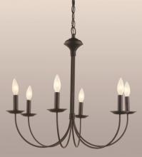 Trans Globe 9016 BK - 6LT CHANDELIER- J ARM- BLACK F